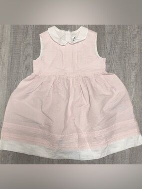 Il Gufo Baby Girl Pink Seersucker Dress 24M Peter Pan Collar Cotton